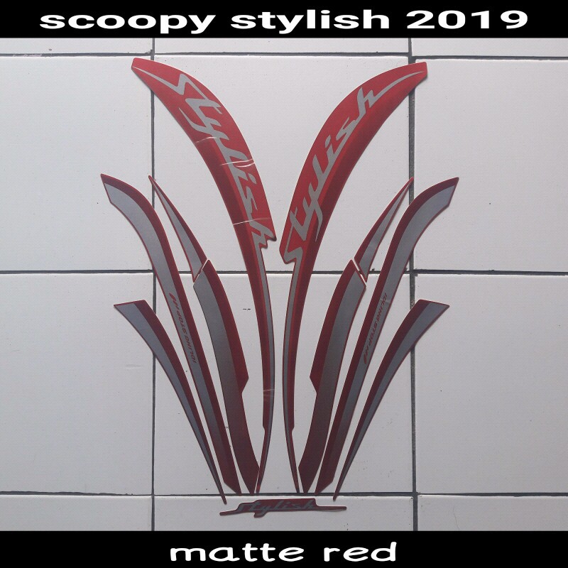 Stiker motor scoopy stylish 2019 merah