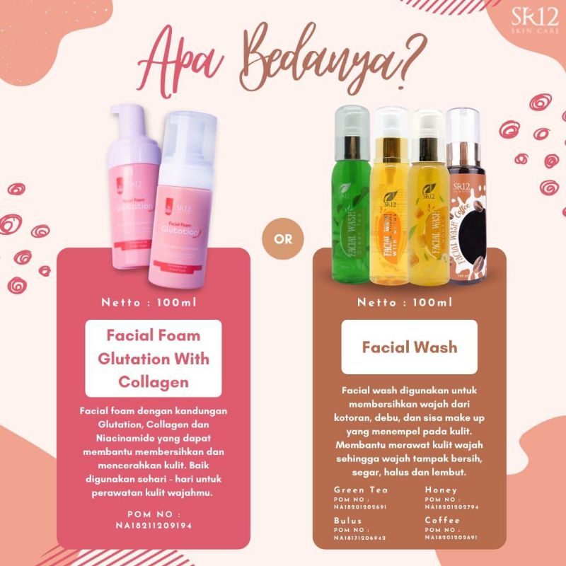 SR12 Facial Foam Glutation with Collagen 100ml Melembabkan Glowing Mencerahkan Kulit Wajah BPOM
