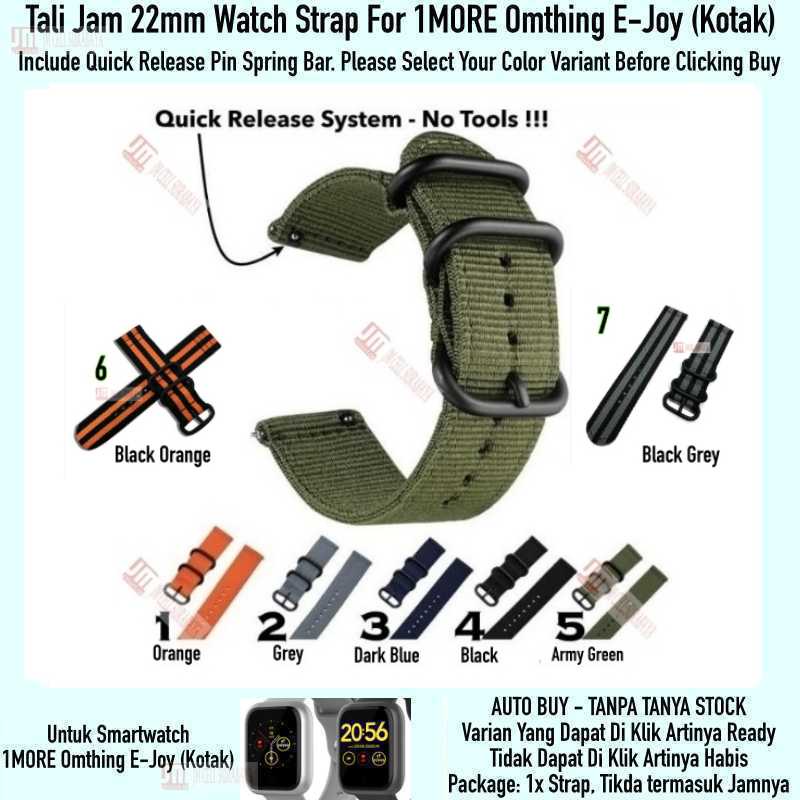 Stitching Watch Strap 1MORE Omthing E-Joy (Kotak) - Tali Jam 22mm Nylon 3 Buckle