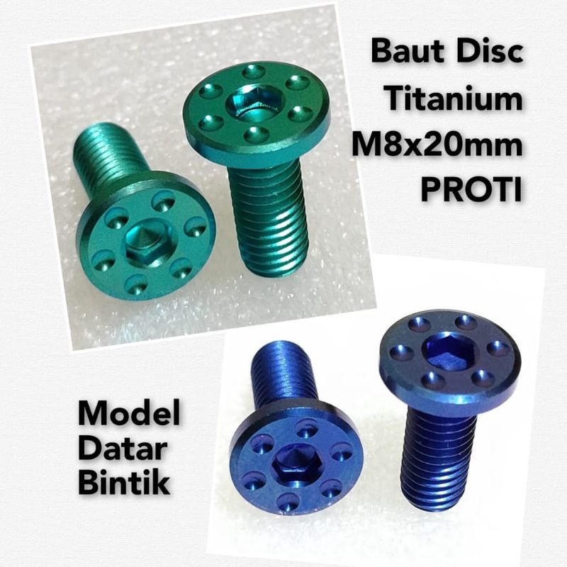 BAUT KALIPER CAKRAM DEPAN/BAUT PIRINGAN DEPAN DRAT M8×20MM TITANIUM MODEL JAMUR Per 1pcs