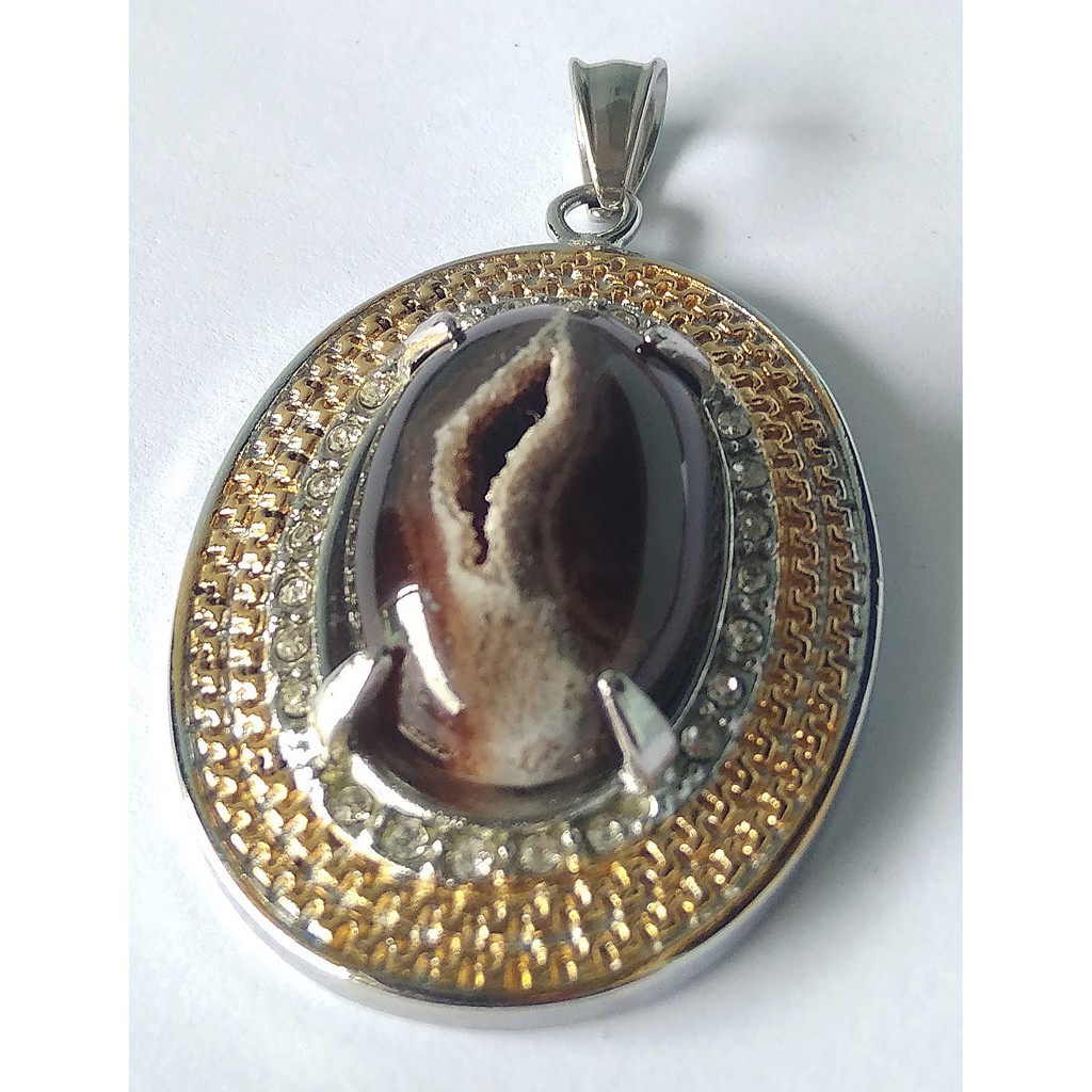 liontin batu akik combong hitam batu asli