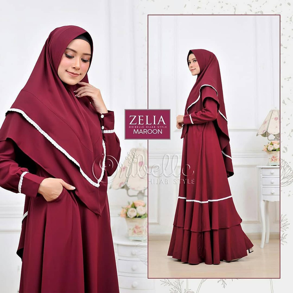 US Atasan Wanita Gamis Muslim Terbaik Terpopuler Kekinian ZELIA SYARI KHIMAR