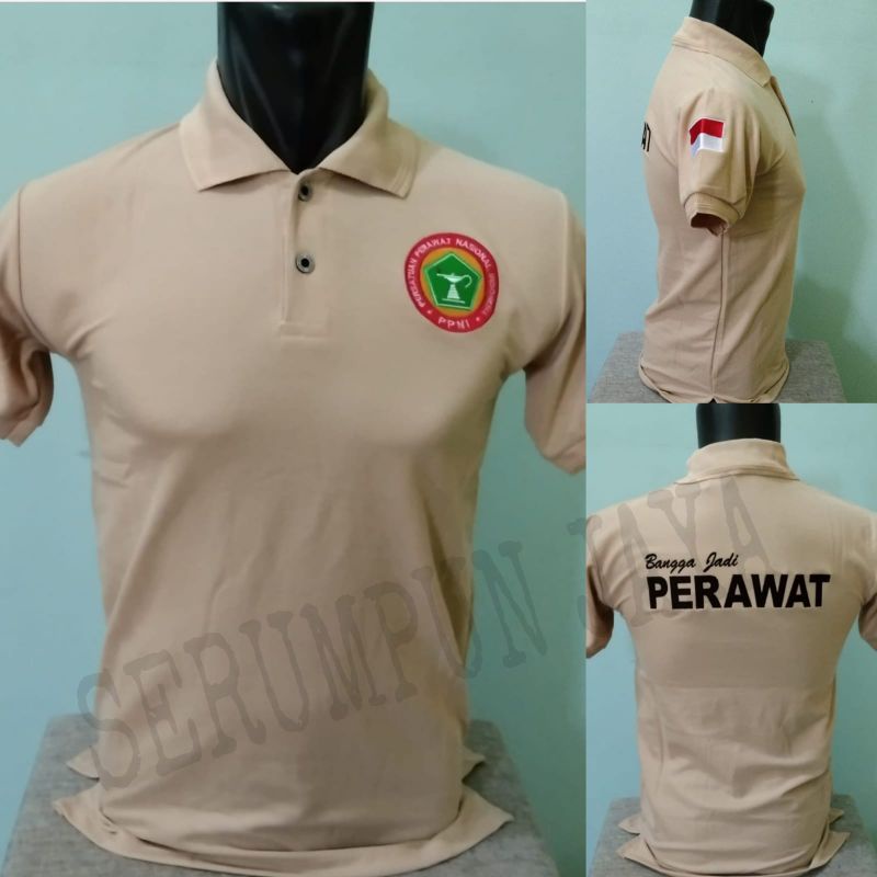 KAOS PERAWAT FULL BORDIR KREM - KAOS KERAH PERAWAT - KAOS PERAWAT KREM