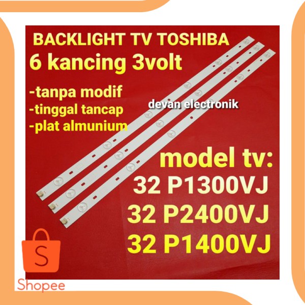 Promo LED BACKLIGHT LAMPU LED BACKLIGHT TV THOSIBA 32 INCH  MODIF sparepart  Diskon