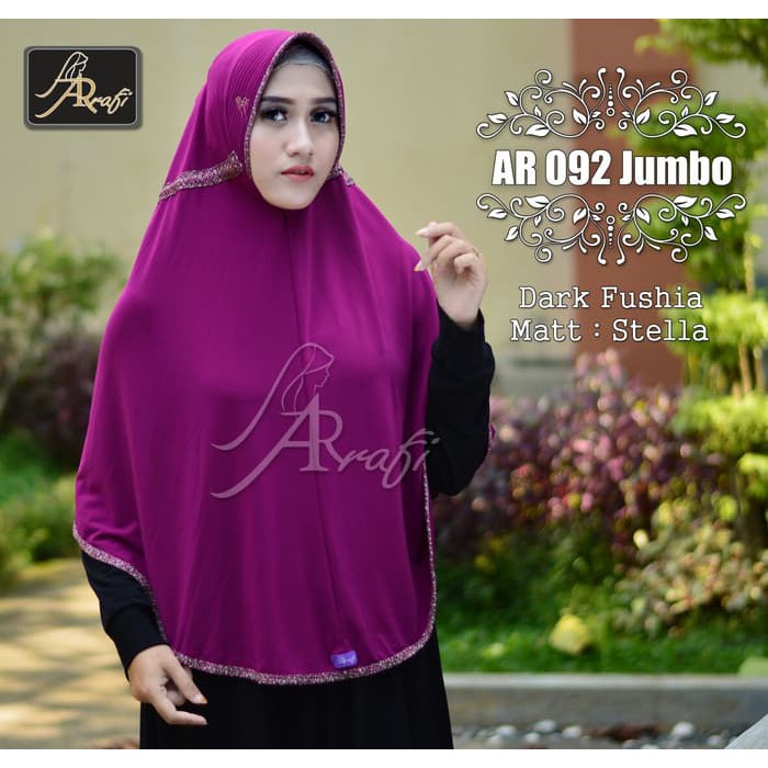 Promo!! Ar 092 Jumbo Jilbab Hijab Kerudung Bergo Arrafi Ar Rafi Serut Polos Terlaris!!