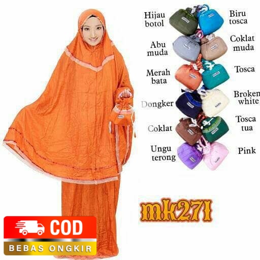Mukena Dewasa Parasut Jumbo Loufie Pita Adem Lembut Bonus Tas Cantik - Putih