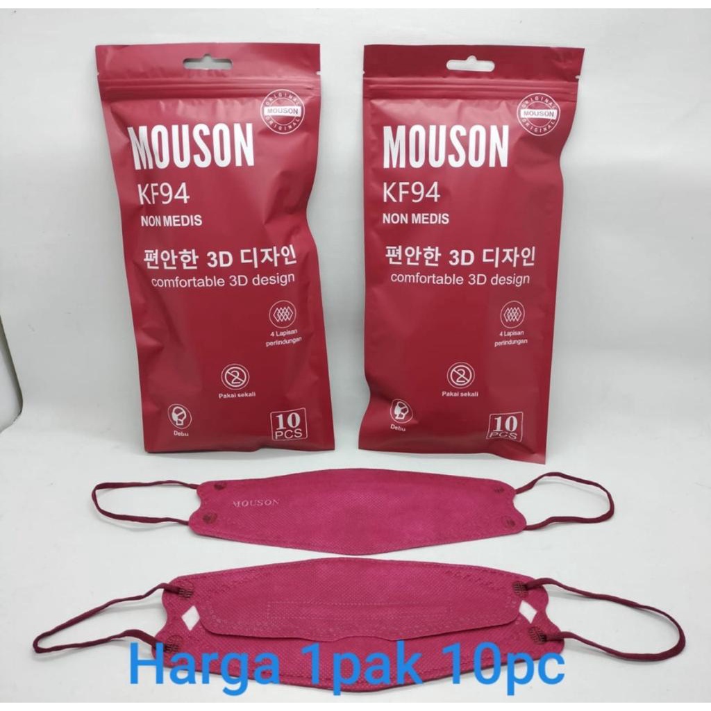 Masker Mouson KF94 Hitam Putih Abu Biru Merah Edisi VALENTINE LOVE Murah Banget