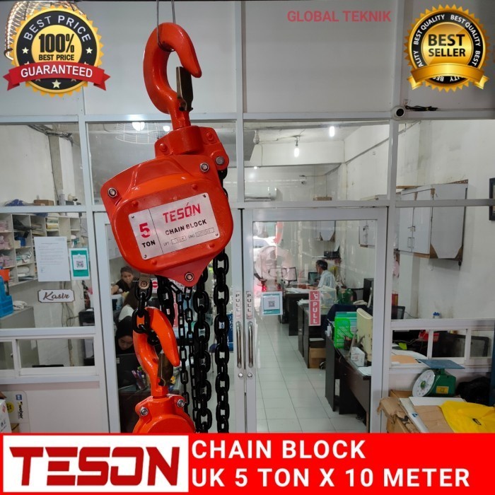 Takel manual 5 ton 10 meter Kerekan Katrol 5Tx10M Derek Hoist Lift chain