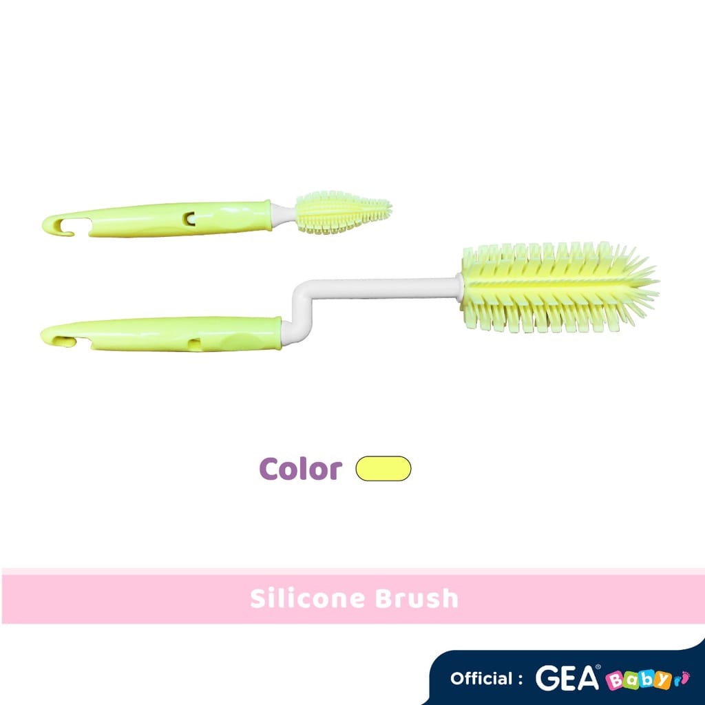 Putti Atti Silicone Bottle &amp; Nipple Brush - Sikat Botol &amp; Dot Bayi Silikon (Green/Yellow)