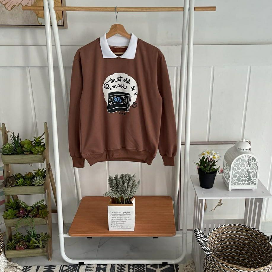 [CYC | COD] REALPICT Outwear Old Movie Sweater Fleece Hoodie Wanita / Pria Trendy Murah-Mocca