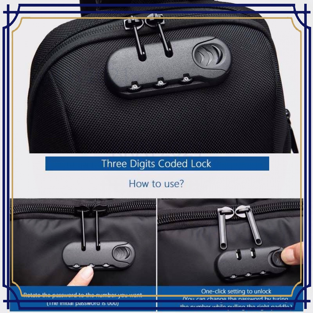 Tas Selempang Bag Coded Lock with USB Charger Port BG551