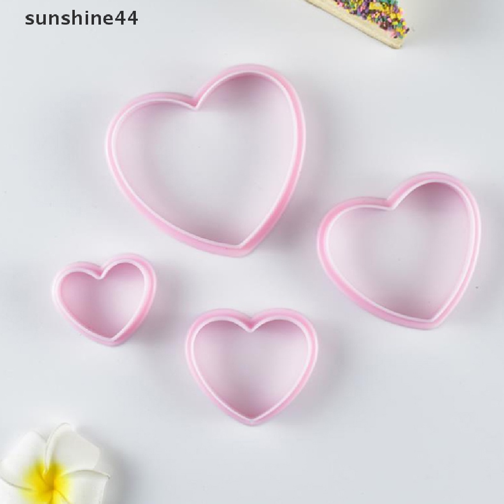 Sunshine 4pcs Cetakan Cutter Bentuk Hati Bahan Plastik Untuk Kue / Biskuit