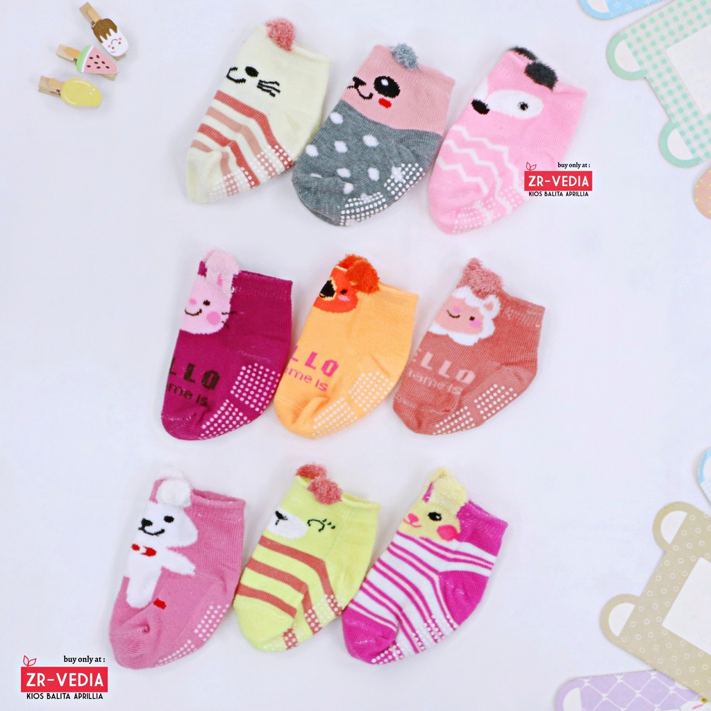 (SATUAN) ANTI SLIP Gemoy Baby Socks 0-12 Month / SNI Tebal Kaos Kaki Bayi Laki Perempuan Kualitas Import Prewalker Kiosbalitaaprillia