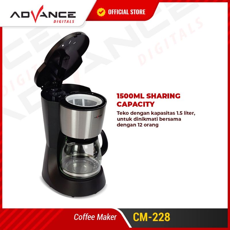 Advance Coffee Maker 1.5L  Mesin Pembuat Kopi CM-228 Garansi Resmi Advance 1 Tahun