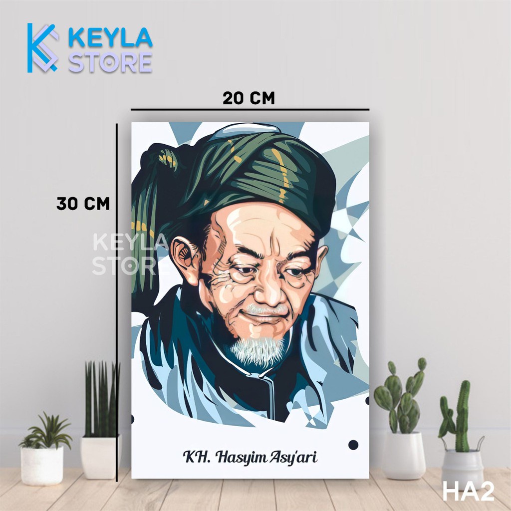 POSTER KAYU HIASAN DINDING FOTO KH. HASYIM ASY ARI-PENDIRI NU-TOKOH ULAMA PENDIRI NAHDATUL ULAMA IND