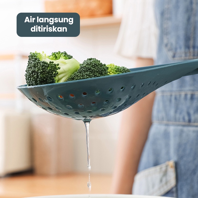 Dejavu Saringan Mie Sendok Plastik Lubang Saringan Peralatan Masak Dapur Centong Spatula Sutil Penyaring Tahan Panas HLS311-4