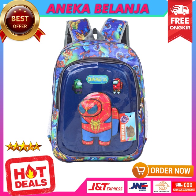 Tas Sekolah Anak Lampu Motif Among Us Biru Cocok Untuk Anak Laki-Laku Imut Lucu Harga Terjangkau