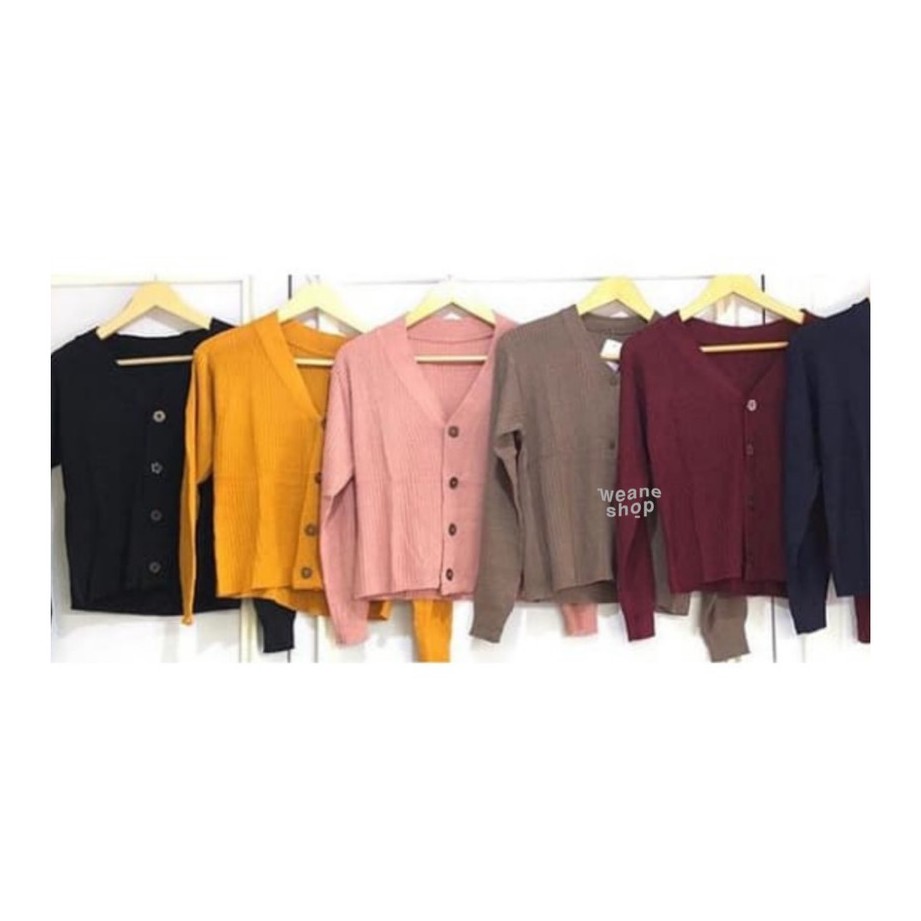 CARDIGAN RAJUT WANITA || KARDIGAN BASIC POLOS CEWEK CROP CARDY WILLY PREMIUM || OUTER KNITTED CARDI-2