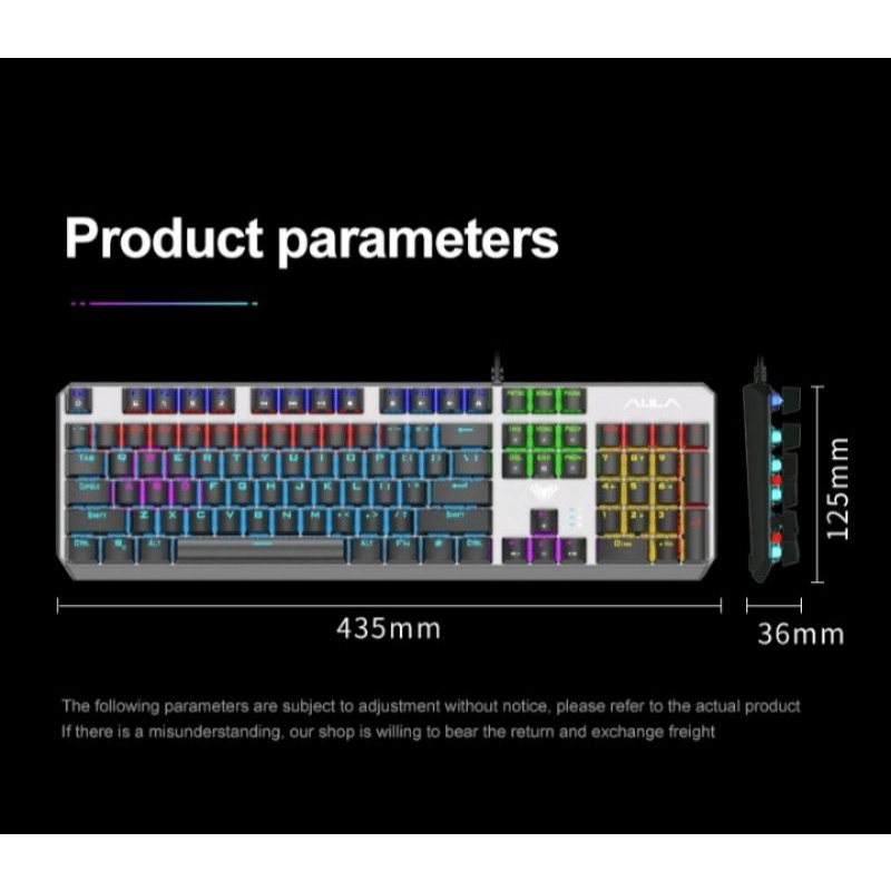 Keyboard usb Gaming Mechanical AULA F-2066 II Blue Switch - Rainbow 20 kinds (aula original/suport otg