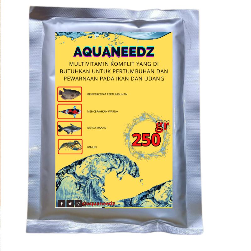 vitamin pertumbuban ikan dan udang 250 gram aquaneedz zeorfarm