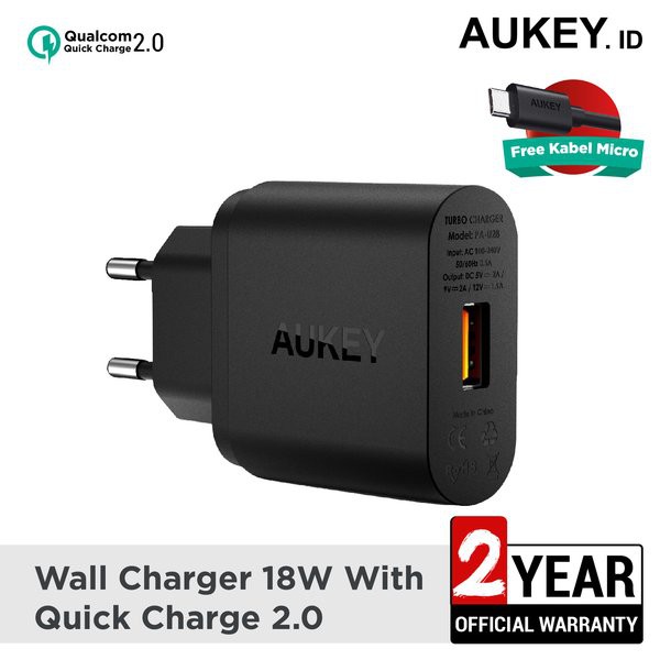 Solusi Aukey Turbo Wall Charger 1 Port 18W QC 2.0 - 500224 Diskon