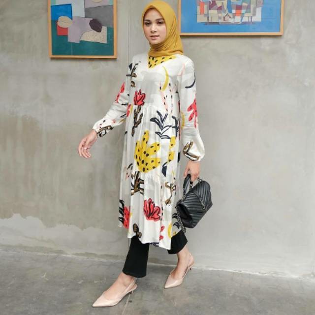 Midi Cactus Dress / Tunik Rayon Motif Kaktus busui