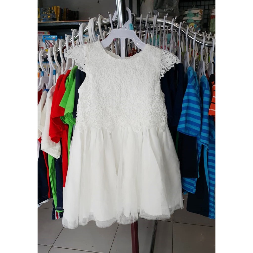 Dress Pesta Bayi Perempuan  Tutu Brokat White/ Dress Anak Perempuan Import