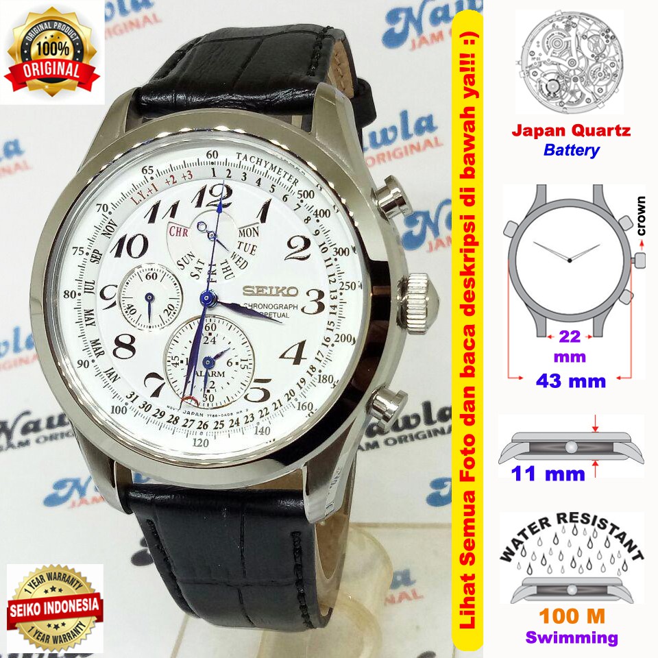 Jual Seiko Quartz SPC131P1 Perpetual Chrono Leather - Jam Tangan Pria SPC131  Indonesia|Shopee Indonesia
