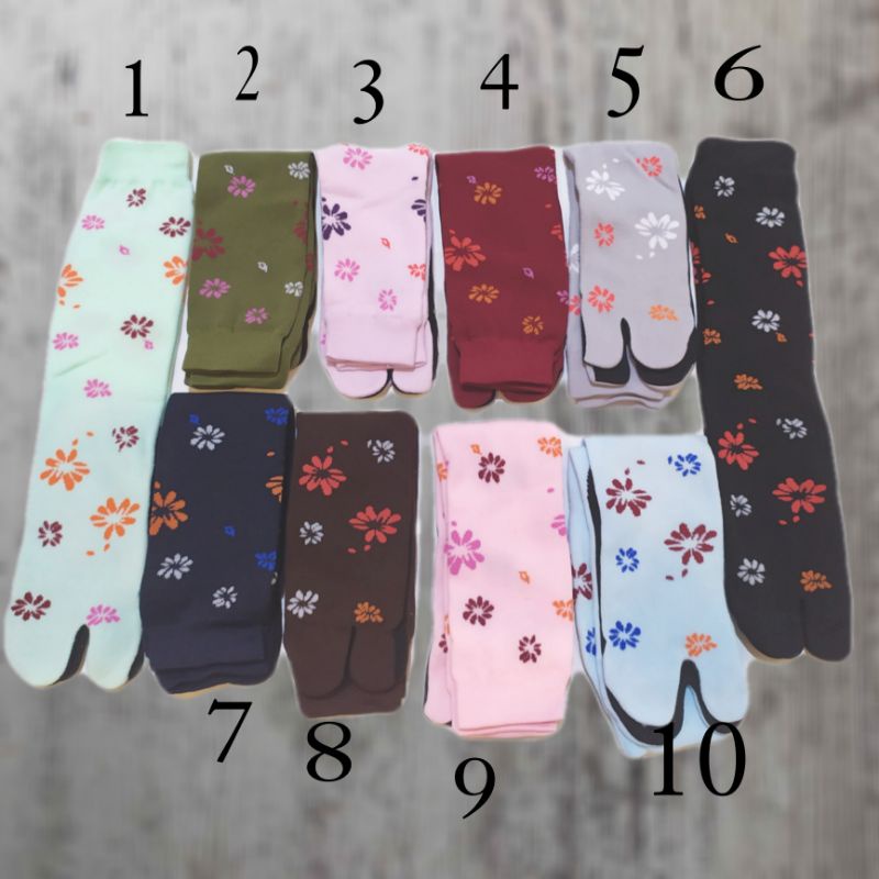 A1 Kaos Kaki Panjang Selutut Motif Wanita / Kaos Kaki Muslimah Yang Bagus Bahan Nilon / Kaos Kaki Panjang Jempol Muslimah Telapak Hitam Motif Bunga