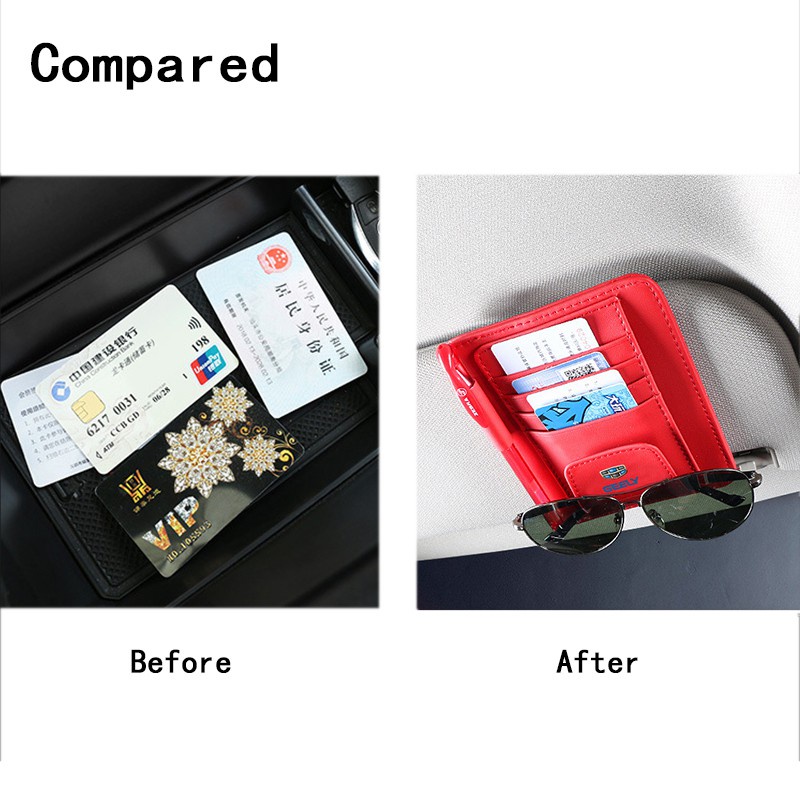 Klip Holder Kacamatakartu Bahan Kulit Untuk Sun Visor Mobil Geely Coolray Emgrand Okavango