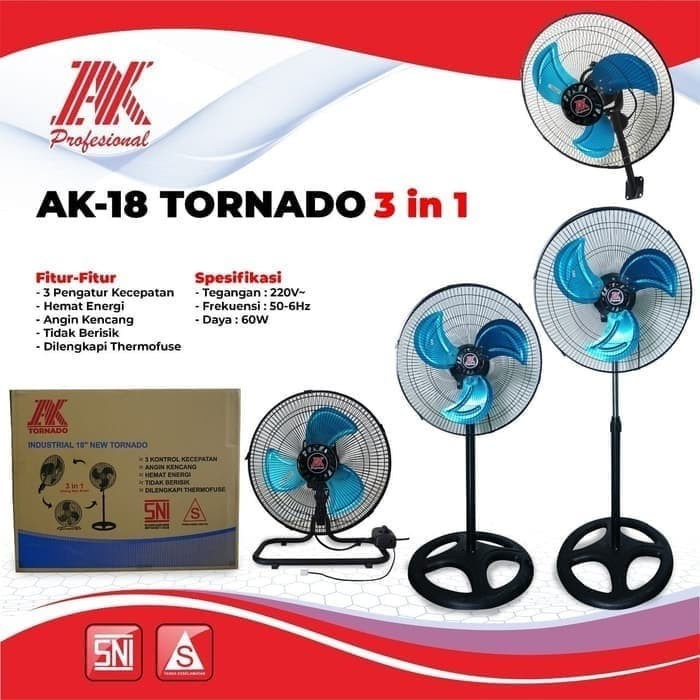 AK Stand fan / Kipas Angin 18 Besi 3 in 1 MURAH BANGET / GARANSI RESMI