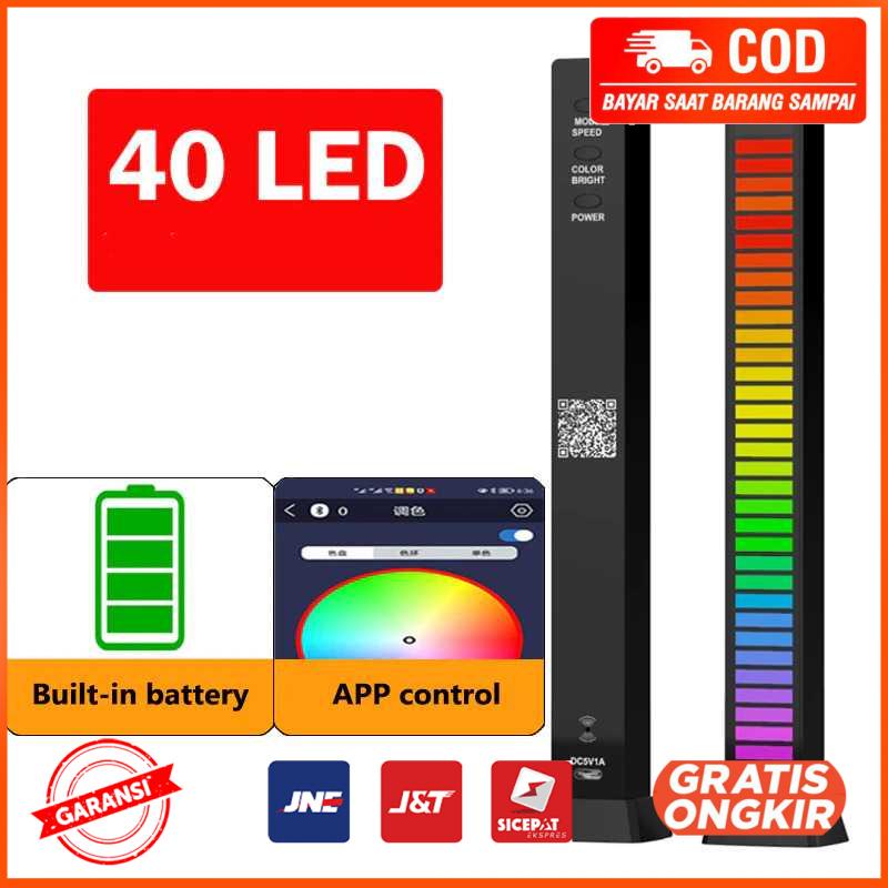 Lampu LED RGB Sound Rhythm Light Built-in Battery 40 LED D09