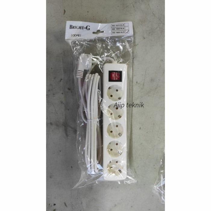 Colokan stop kontak + kabel 5 lubang 5 meter colokan saklar bright