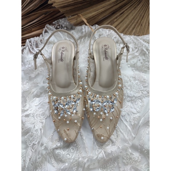 sepatu Rafaizoutfit tisya gold sepatu wanita sepatu wedding 3cm tahu