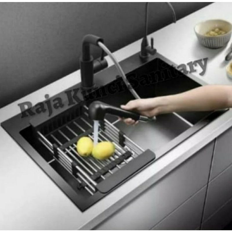 Kitchen Sink Golden Hand 5040 Hitam/Black/Paket Lengkap Kitchen Sink Golden Hand 5040 Black By Onan