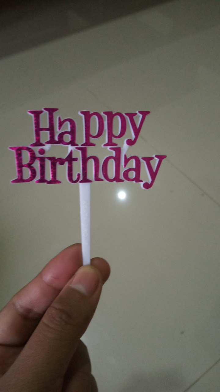 Ti-0013 Cake Topper Hiasan Kue Tulisan Happy Birthday Hbd Ungu