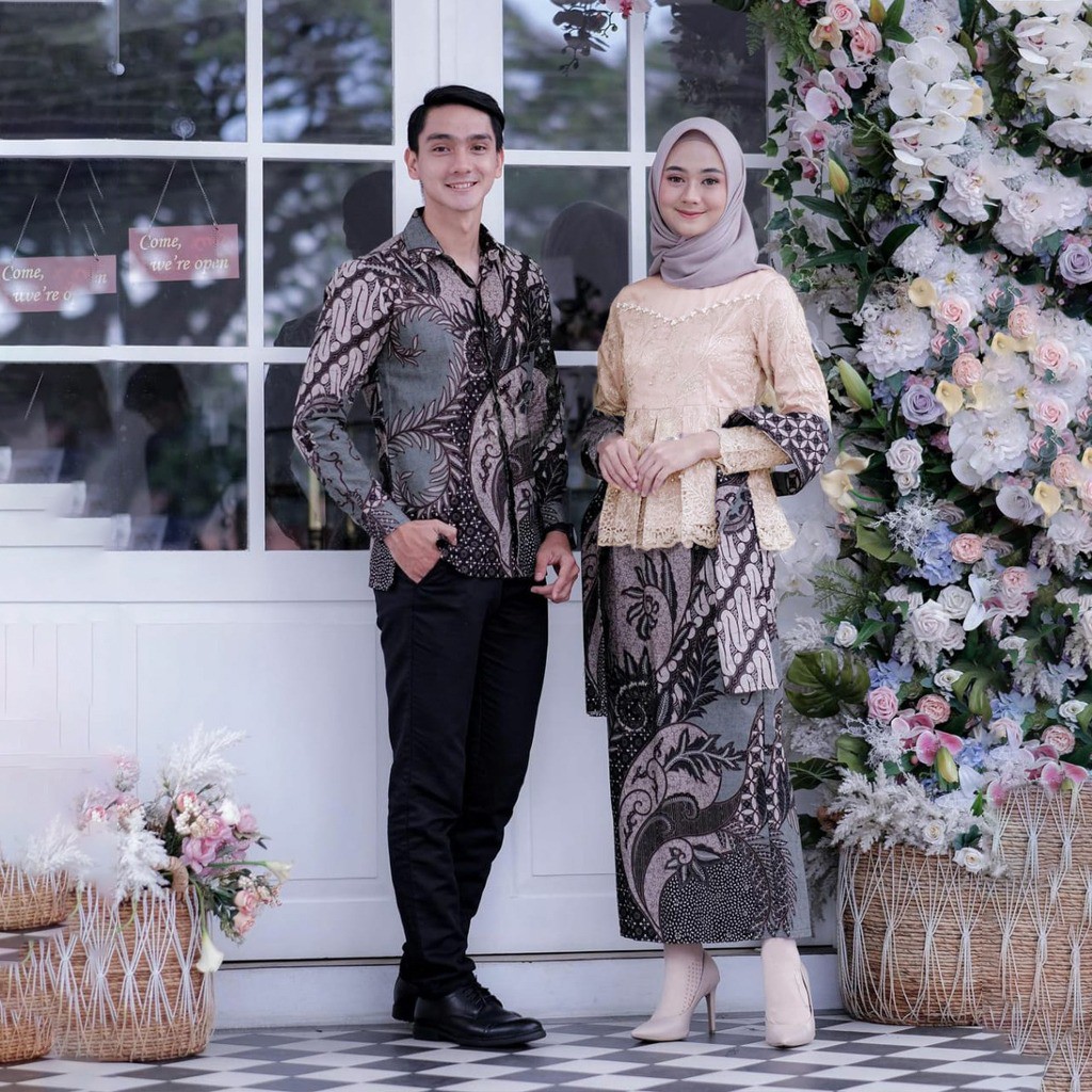 BATIK COUPLE LESTI SET KEBAYA KEMEJA BATIK SARIMBIT