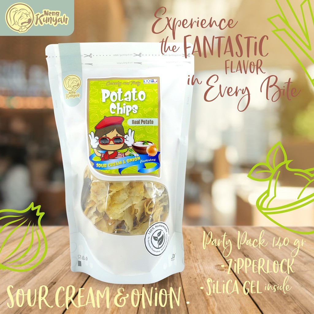 

Neng Kunyah Potato Chips / Keripik Kentang Sour Cream and Onion 125 gram