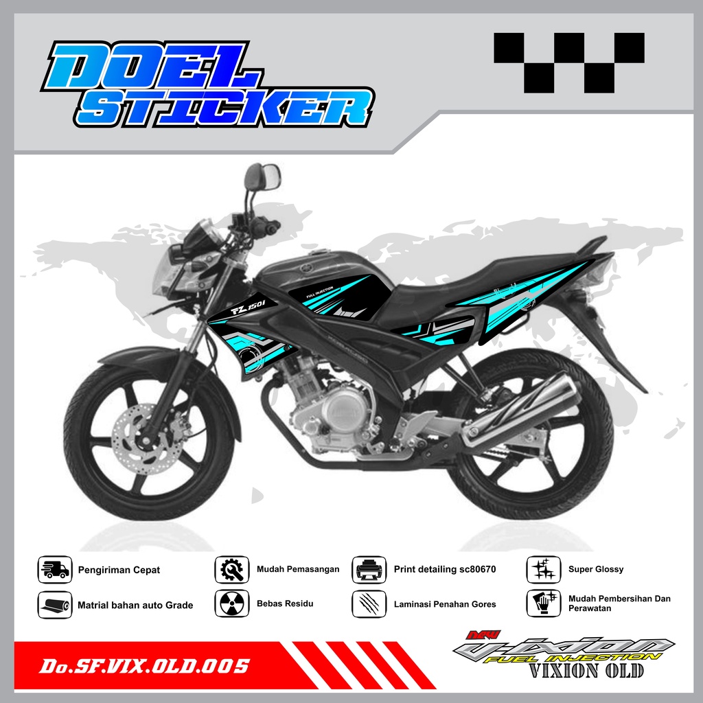 STICKER STRIPING VIXION OLD LAMA - STICKER STRIPING VIXION OLD LAMA 2008-2012 VARIASI HOLOGRAM/PELANGI , CROME DOEL 005