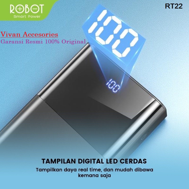 ROBOT RT22 PowerBank 20000mah Dual Port Input &amp; Output Led Display