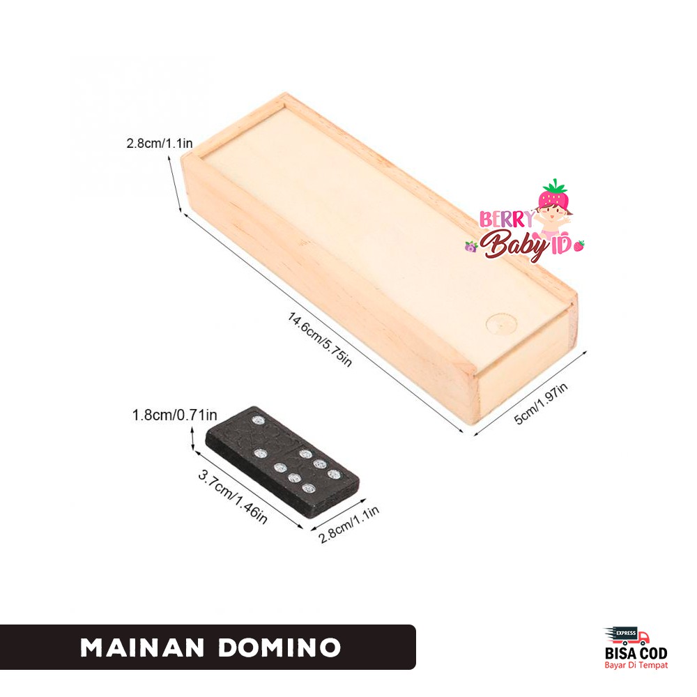 Berry Mart Domino Gaple Kayu 28 pc Mainan Anak Dewasa Board Game Mainan Keluarga Berry Mart