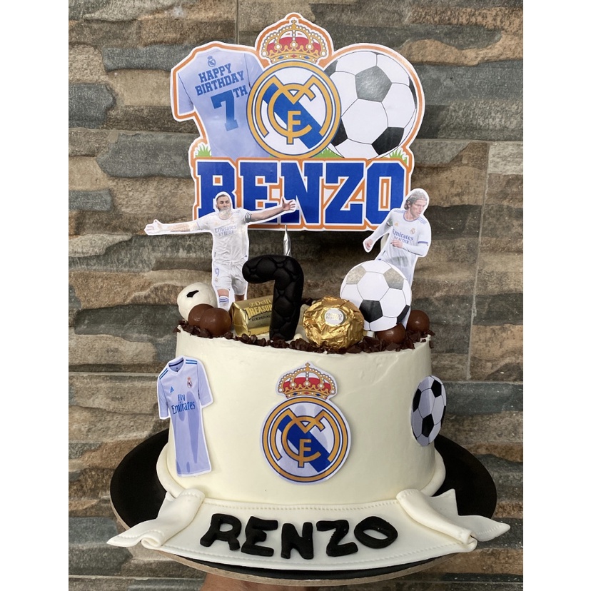 Jual Real Madrid Sepak Bola Topper Cake Birthday / Hiasan Kue Ulang