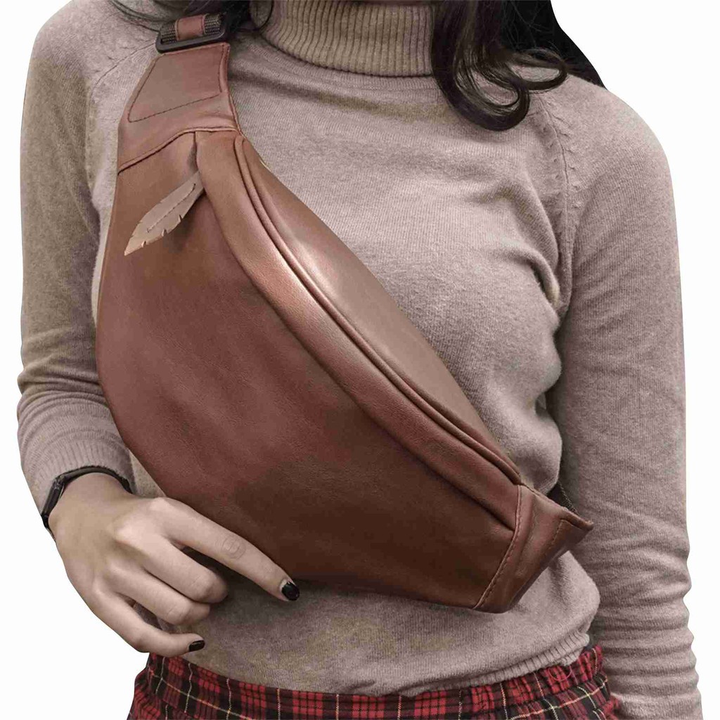 Tas Pinggang Waistbag Pria Tas Selempang Muqten Wenang Tan Waist Bag Wanita Fashion Kulit Terbaru