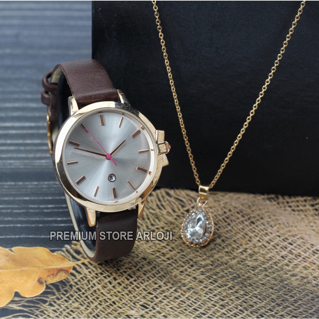 Grosiran Jam Tangan Wanita Psa Z20-3785 Analog Tali Kulit Tanggal Aktif Original Garansi 6 Bulan Free Kalung &amp; Baterai Cadangan (COD)