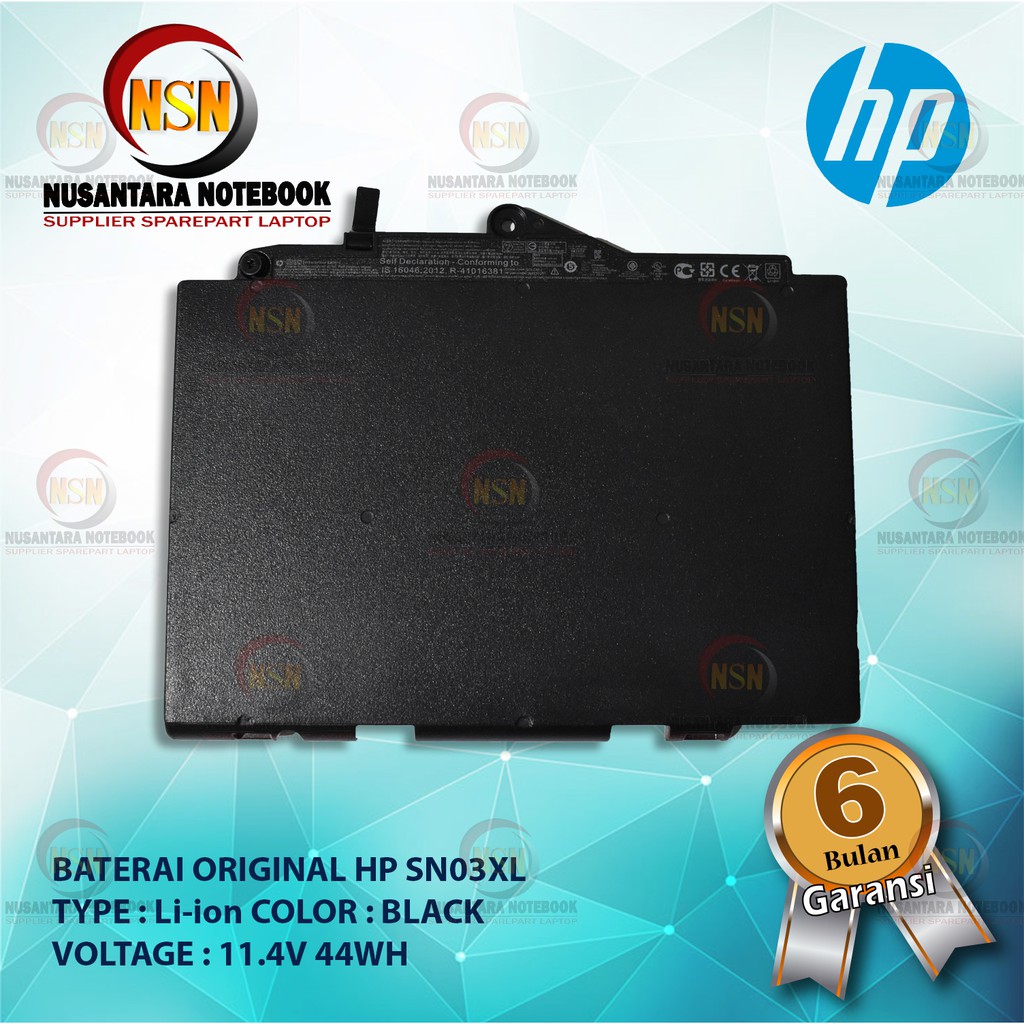 Baterai Original HP EliteBook 820 G3 720 840 G4 SN03XL 11.4V 44WH