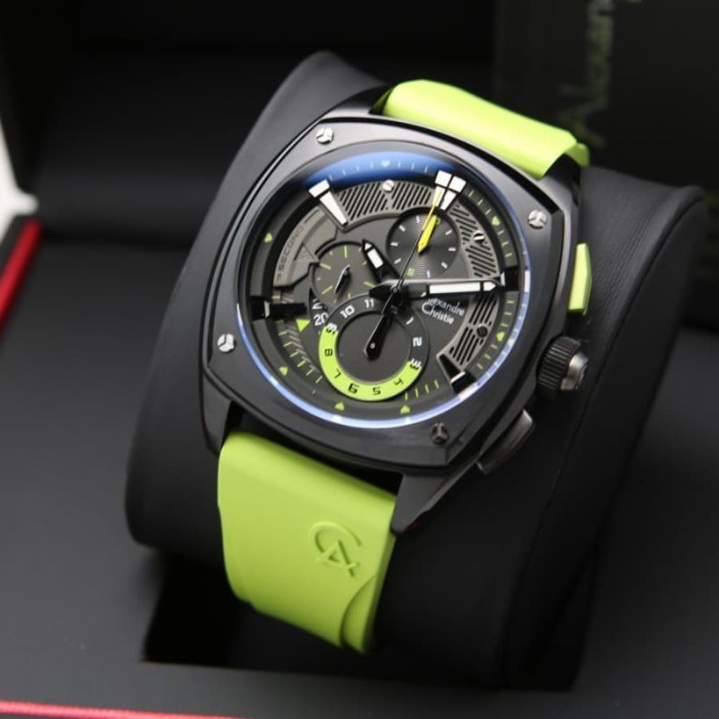 Jam Tangan Alexandre Christie AC 6591 Pria / AC6591 MC Black Green Original
