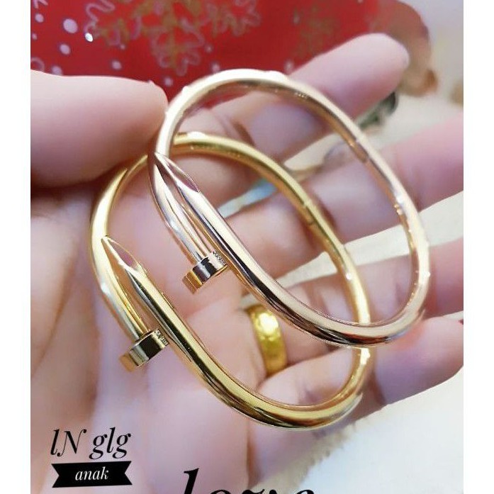 (SEP) TERMURAH Set Perhiasan ANAK TITANIUM Anti Karat Gelang Ring Model Paku Gold Rosegold Xuping