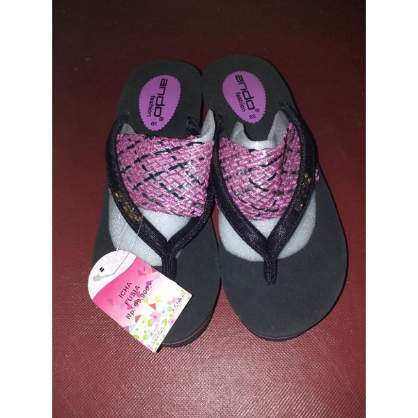 Sandal jepit wedges merk Ando wanita