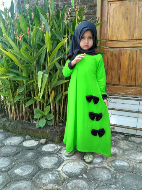 Gamis anak pita lucu/ baju Muslim