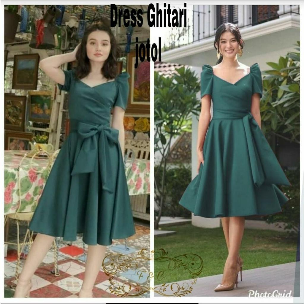 PCS DRESS GHITARI BAHAN MOSCREPE FE FASHION PAKAIAN WANITA